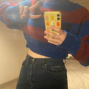 Urbanoutfitters stripe oversize crop sweater